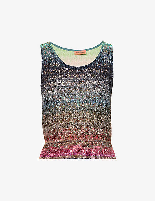 MISSONI: Metallic-woven sleeveless knitted top
