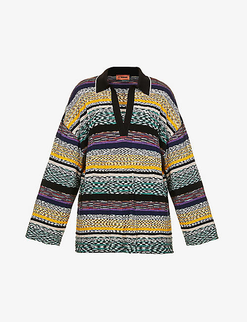 MISSONI: Striped relaxed-fit wool-blend polo shirt