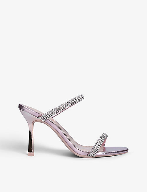 KG KURT GEIGER: Foster 2 crystal-embellished metallic heeled sandals