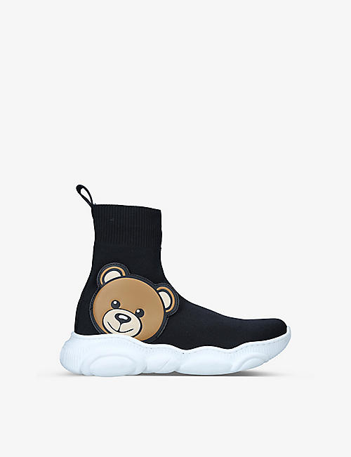MOSCHINO: Bear-embellished mid-sock woven trainers 9-10 years