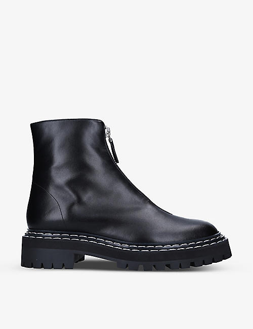 PROENZA SCHOULER: Zipper-up lug-sole leather ankle boots