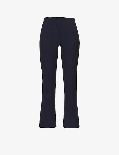 RICHARD MALONE: Slim-fit flared mid-rise wool trousers