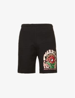 Market Breathwork Graphic-print Cotton Shorts In Black