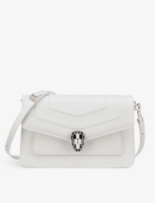 Bvlgari Womens White Serpenti Forever East-west Leather Shoulder Bag