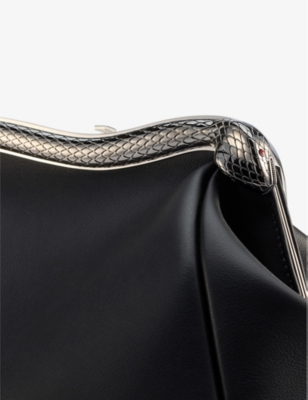 Shop Bvlgari Womens Black X Mary Katrantzou Serpenti Leather Clutch Bag