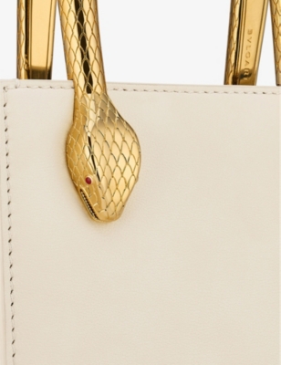 Shop Bvlgari Serpenti Mary Katrantzou Leather Tote Bag In White