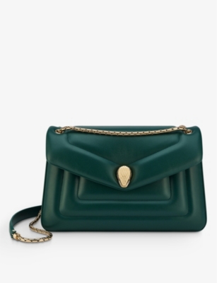 Bvlgari Serpenti Reverse Leather Cross-body Bag In Green