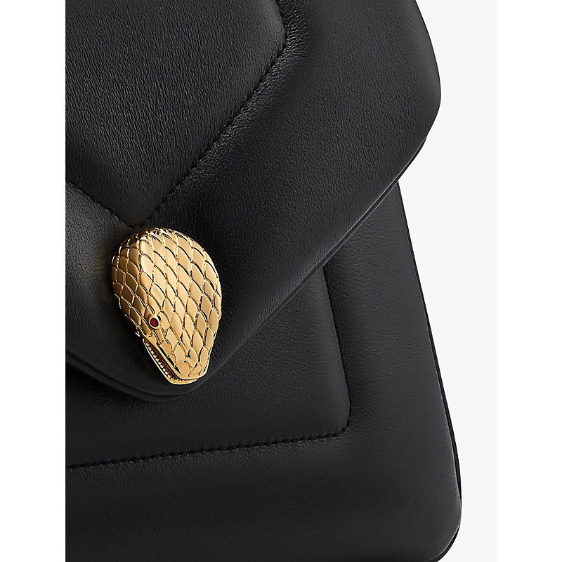 Shop Bvlgari Womens Black Serpenti Reverse Leather Cross-body Bag