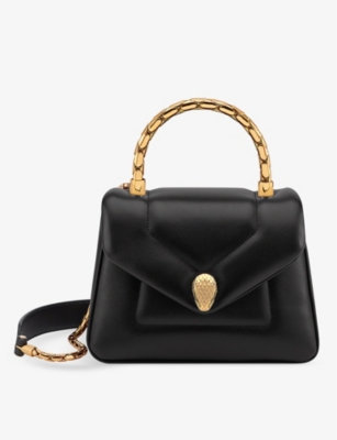 Bvlgari Womens Black Serpenti Reverse Leather Cross-body Bag