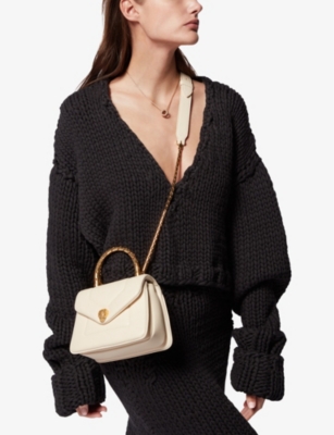 Shop Bvlgari Womens White Serpenti Reverse Leather Cross-body Bag