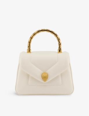 Bvlgari Serpenti Reverse Leather Cross-body Bag In White