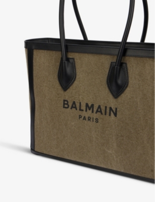 BALMAIN Shopping large cotton and linen-blend tote bag