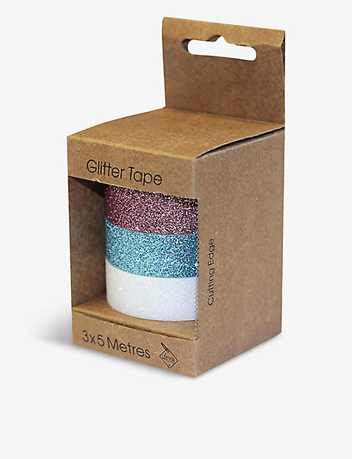 CHRISTMAS: Multicoloured glitter pack of three rolls of gift tape
