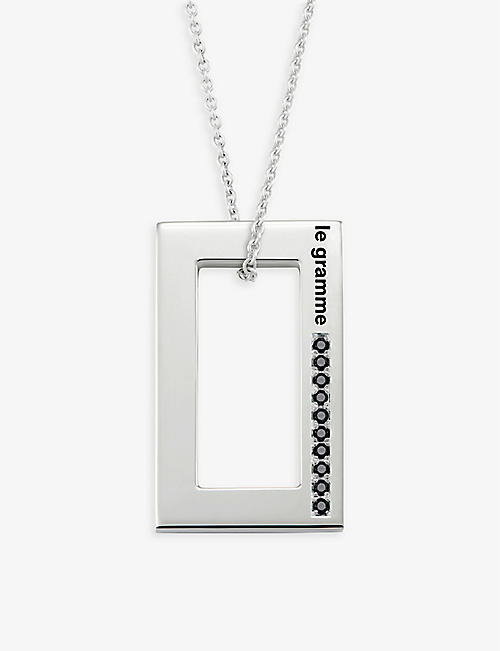 LE GRAMME: Lg 3.4g sterling-silver and black diamond pendant necklace