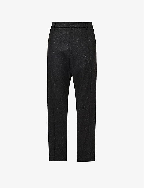 424: Mottled stitched-crease tapered regular-fit stretch-woven trousers