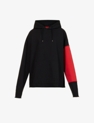 Contrast panel sleeve cotton-jersey hoody