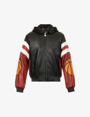 Just Don Basketball-appliqué Brand-embroidered Boxy-fit Leather