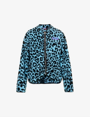 JUST DON LEOPARD-PRINT RELAXED-FIT FLEECE JACKET