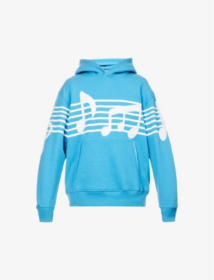 Music graphic-print relaxed-fit cotton-jersey hoody