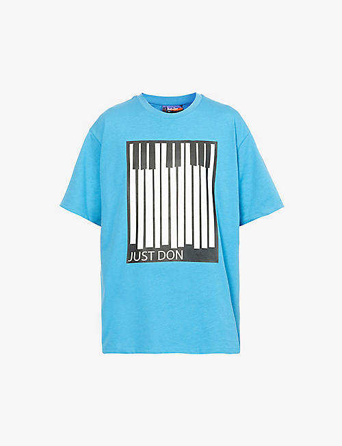 JUST DON: Keyboard graphic-print relaxed-fit cotton-jersey T-shirt