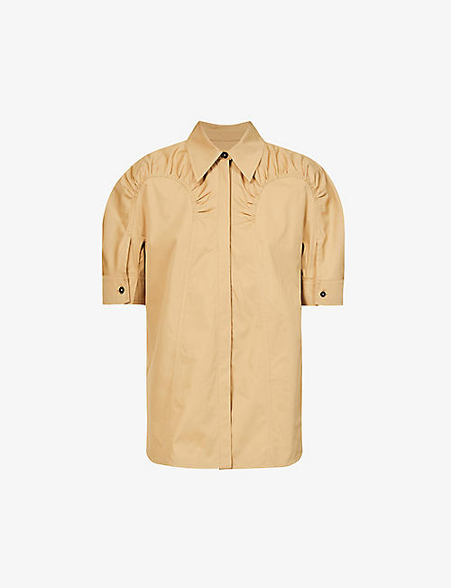 JIL SANDER: Puff-sleeve semi-sheer cotton-poplin shirt