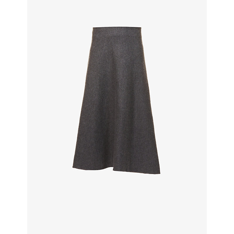 Jil Sander Relaxed-fit A-line Wool Midi Skirt In Dark Grey