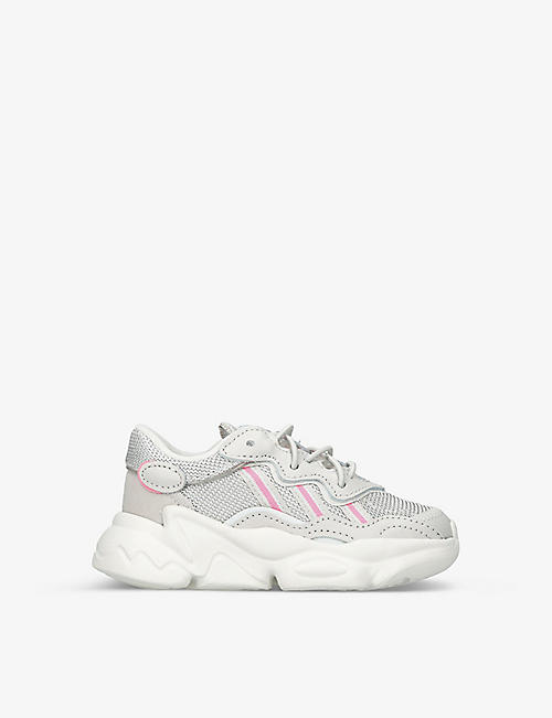 ADIDAS: Ozweego logo-print mesh and suede trainers 2-5 years