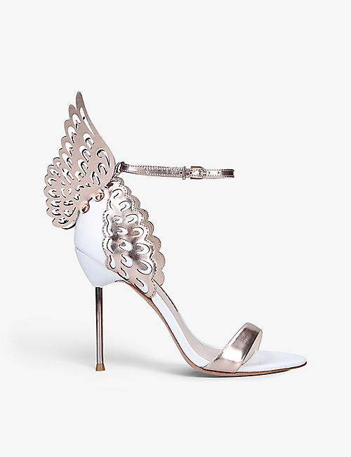 SOPHIA WEBSTER: Evangeline butterfly-embellished leather heeled sandals