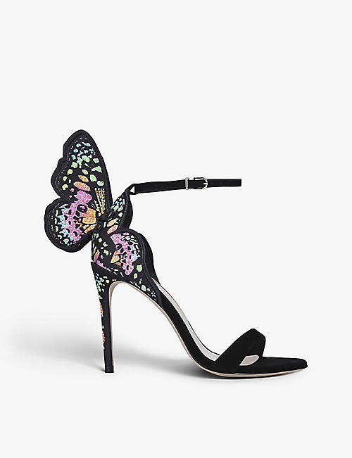 SOPHIA WEBSTER: Chiara wing-embellished fabric heeled sandals