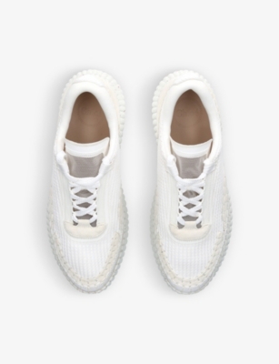 CHLOE: Nama embroidered suede and recycled mesh trainers
