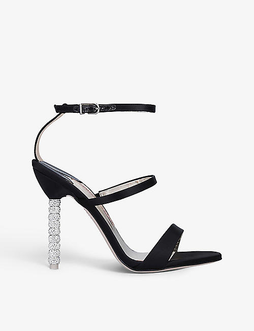 SOPHIA WEBSTER: Rosalind crystal-embellished satin heeled sandals