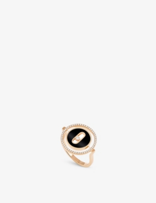 Shop Messika Women's Rose Gold Lucky Move 18ct Rose-gold, Diamond And Onyx Ring