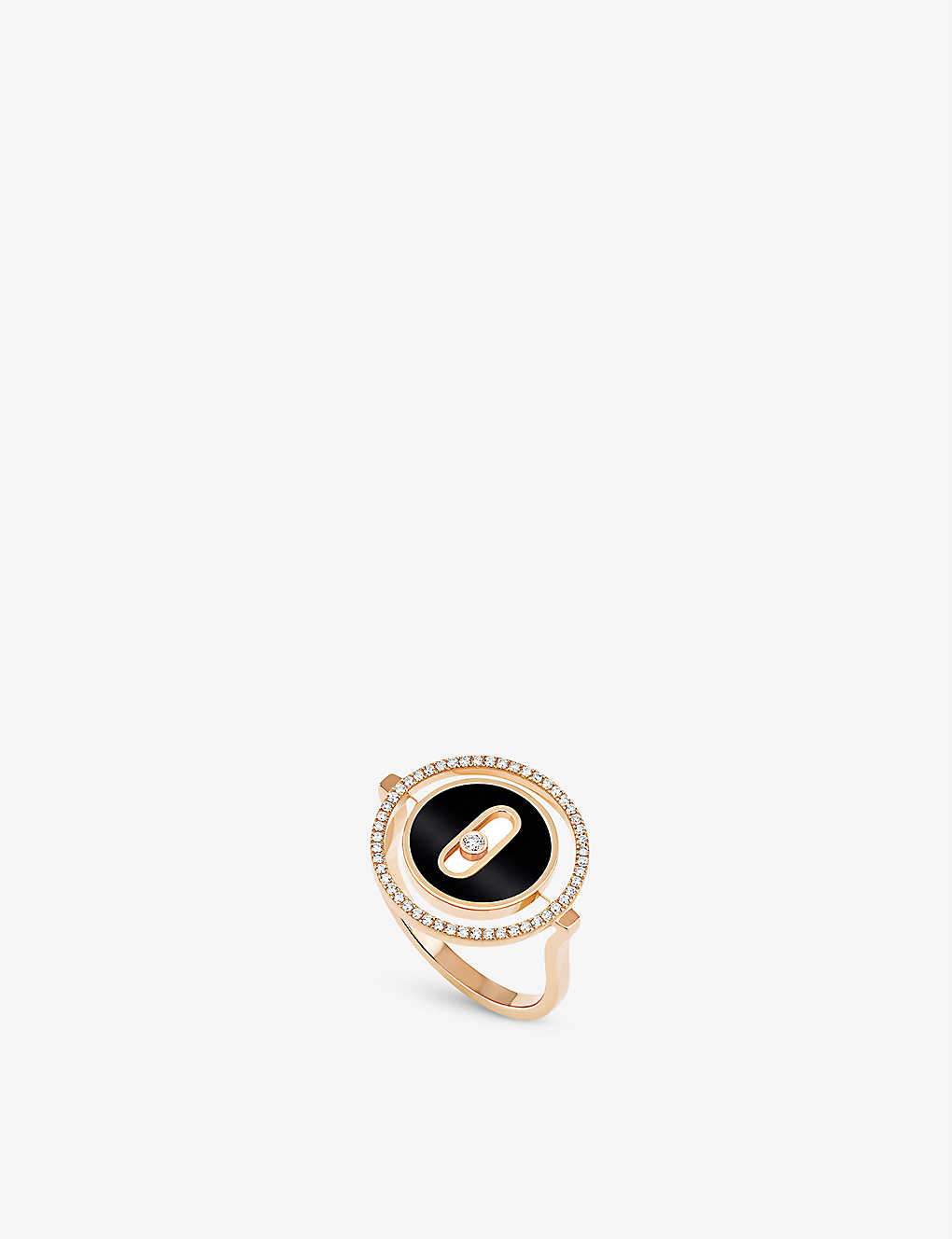 Shop Messika Womens Rose Gold Lucky Move 18ct Rose-gold, Diamond And Onyx Ring