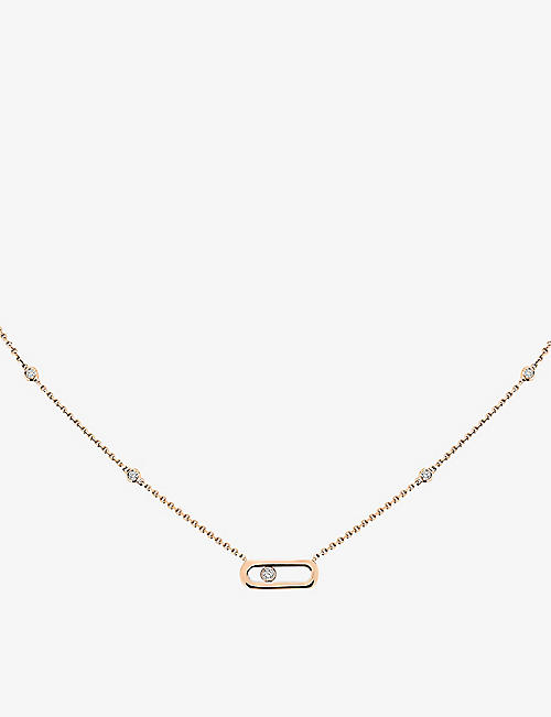 MISS BLUMARINE: Move Uno 18ct white-gold and pavé diamond necklace