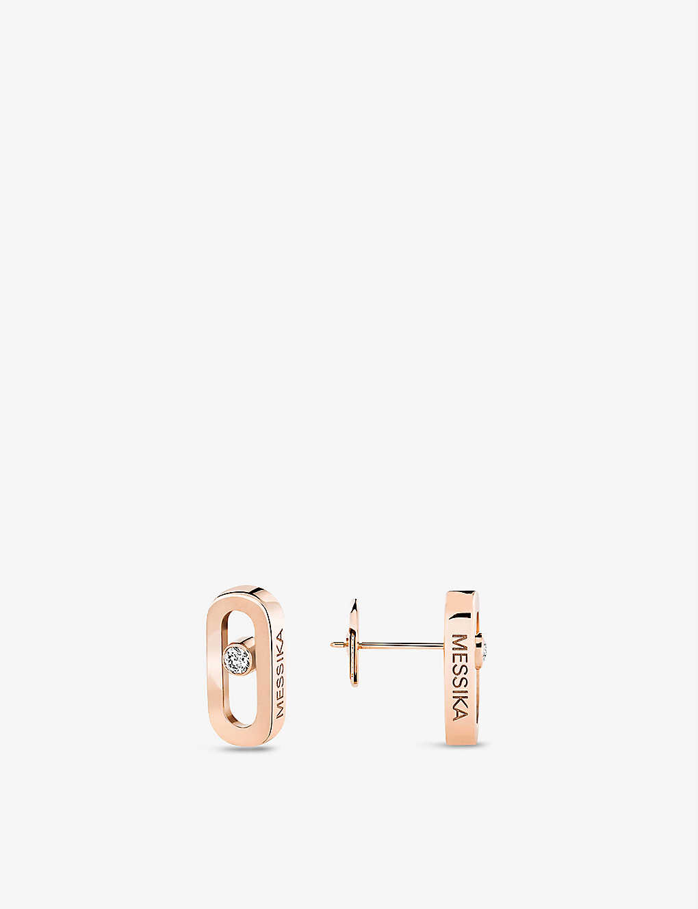 Messika Move Uno 18ct White-gold And Diamond Earrings In Rose Gold