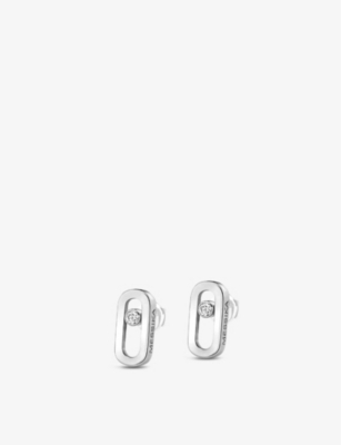 Shop Messika Womens White Gold Move Uno 18ct White-gold And Diamond Earrings