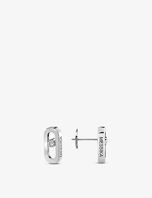 MESSIKA: Move Uno 18ct white-gold and diamond earrings