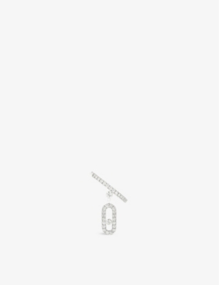 Shop Messika Women's White Gold Move Uno 18ct Rose-gold And Diamond Earring