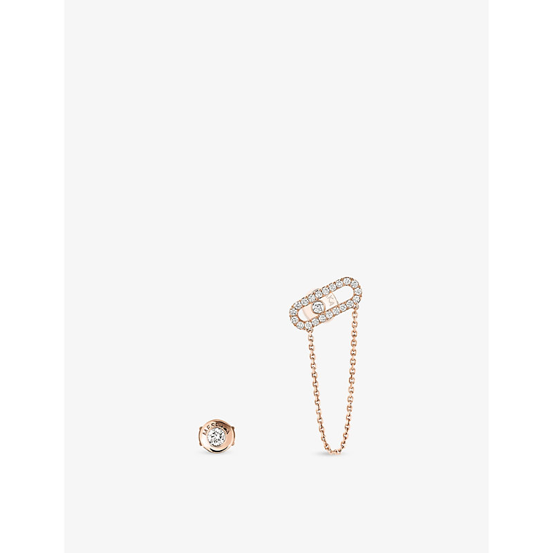 Shop Messika Women's Rose Gold Move Uno 18ct Rose-gold And Diamond Chain And Stud Earrings