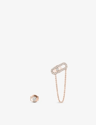 MESSIKA: Move Uno 18ct gold and diamond chain and stud earrings