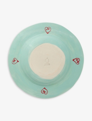 Laetitia Rouget Dancing Queen Hand-painted Ceramic Plate 26cm In Green