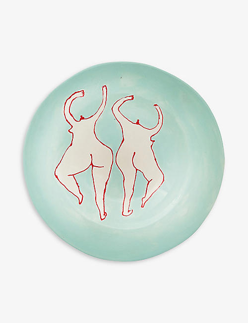 LAETITIA ROUGET: Dancing Queen hand-painted ceramic plate 26cm