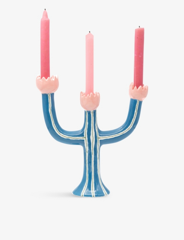 Tulip hand-painted ceramic candleholder 28cm