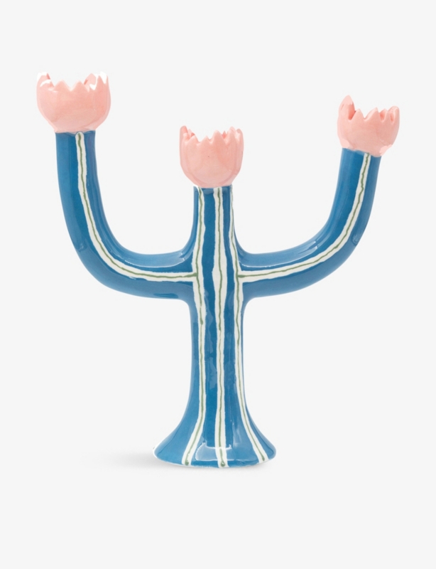 Tulip hand-painted ceramic candleholder 28cm