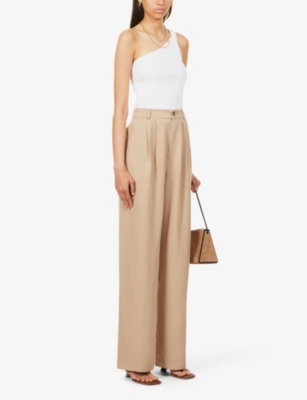 tan high waisted wide leg pants