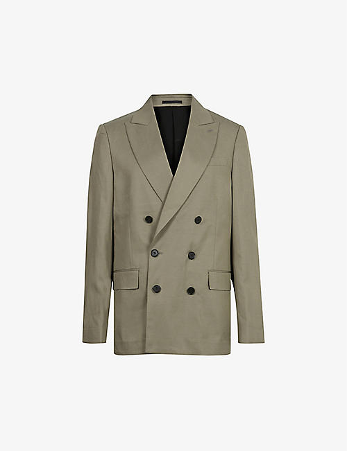 ALLSAINTS: Vista double-breasted lyocell, cotton and linen-blend blazer