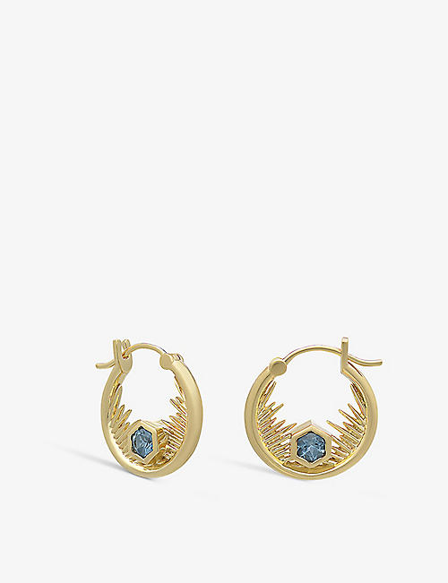 RACHEL JACKSON: Electric Goddess 22ct gold-plated sterling silver and topaz hoop earrings