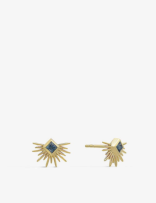 RACHEL JACKSON: Electric Goddess 22ct gold-plated sterling silver and topaz stud earrings