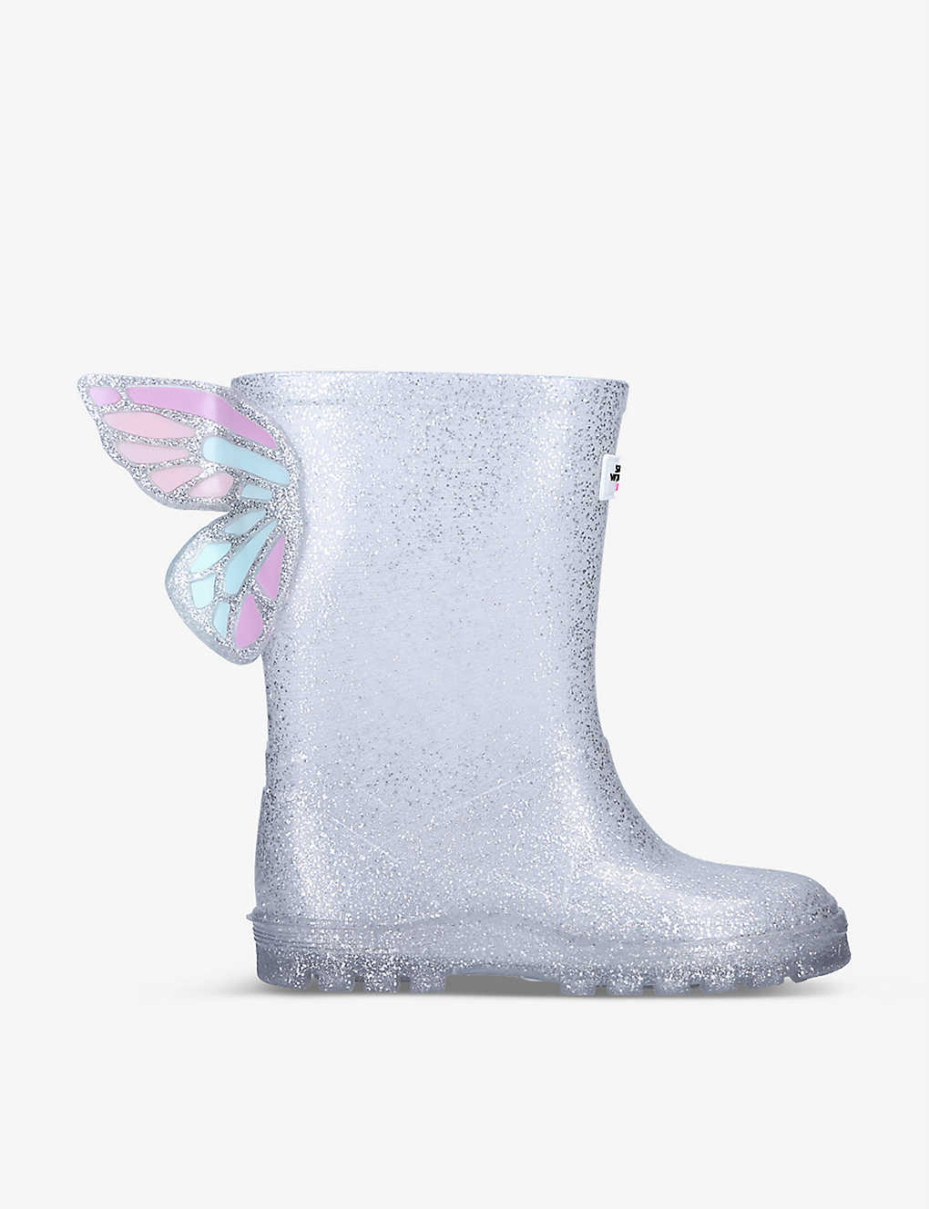 Shop Sophia Webster Girls Silver Kids Butterfly-embellished Pvc Wellington Boots 2-7 Years