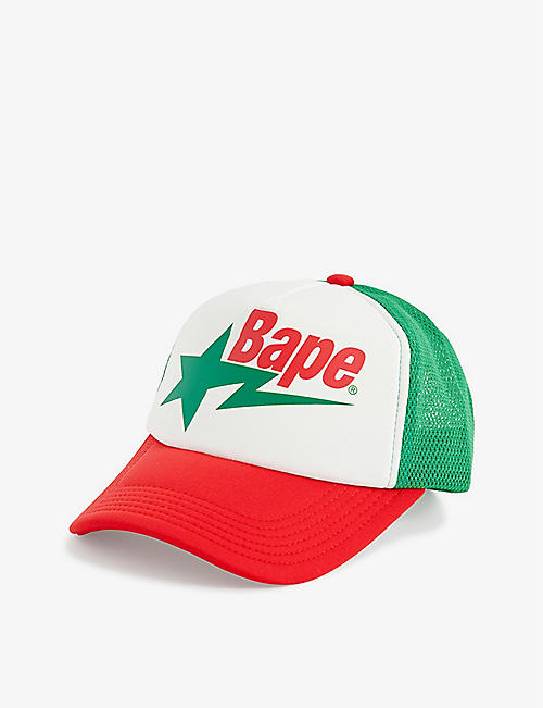 A BATHING APE: Brand-print woven-mesh baseball cap